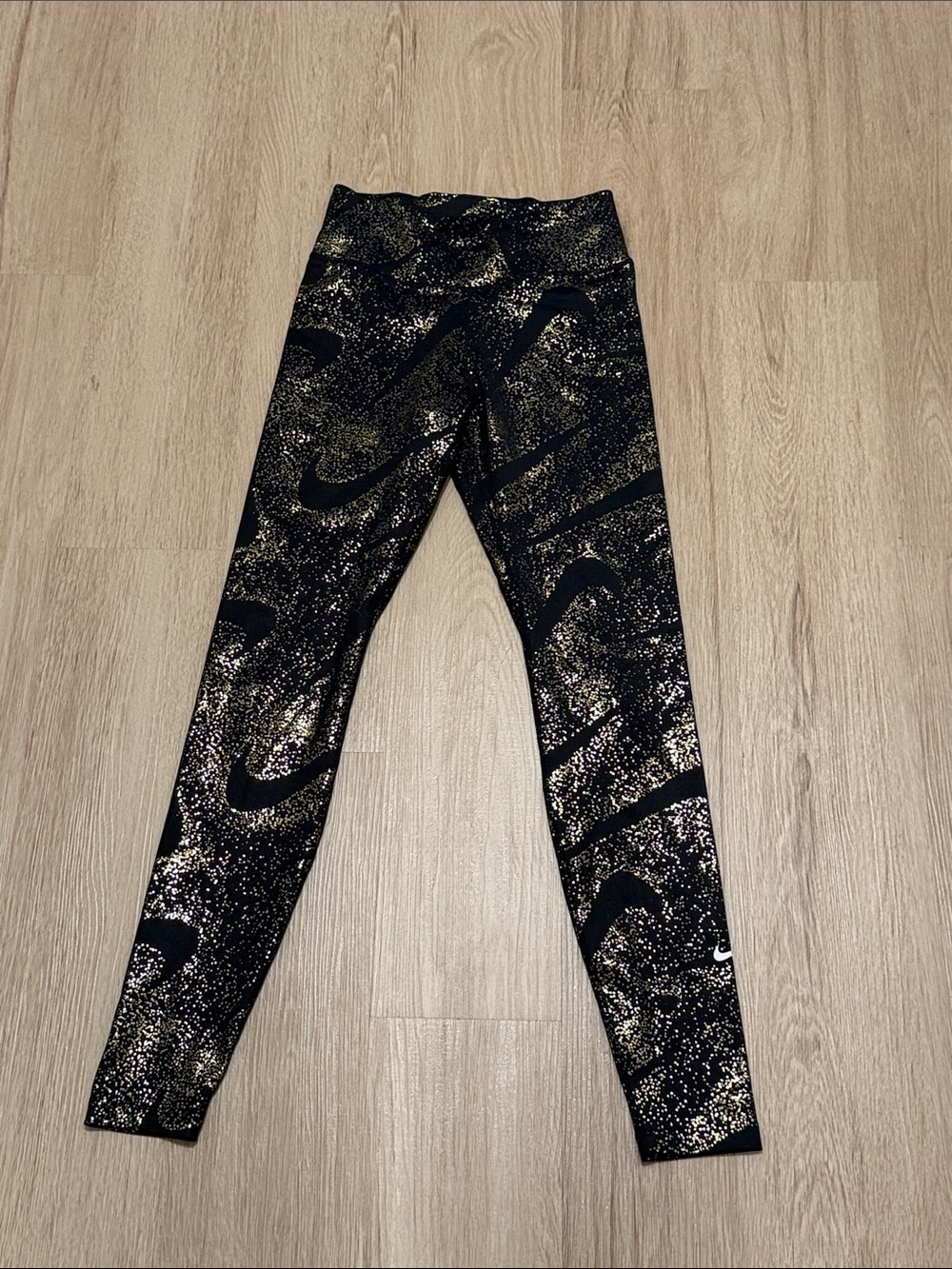 Nike Black Leggings with Gold Speckle Print